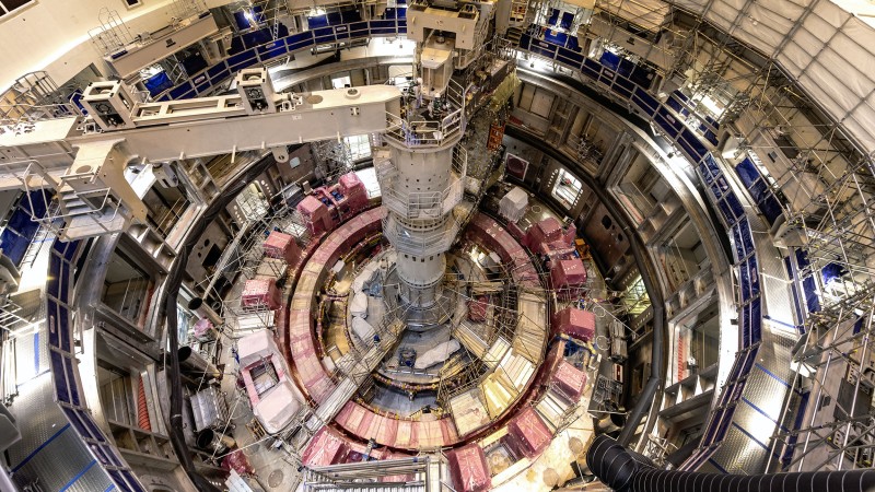 Sector module #7 is lowered into position on 10 April
