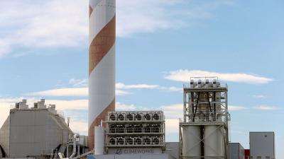A facility for capturing CO2 from air of Swiss Climeworks AG is placed on the roof of a waste incinerating plant in Hinwil, Switzerland July 18, 2017.