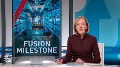 Anchor Judy Woodruff announces the fusion ignition breakthrough at Lawrence Livermore National Laboratory on the Dec. 13, 2022, edition of “PBS NewsHour.”