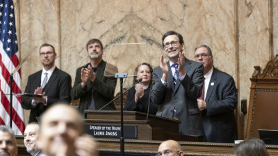 Gov. Bob Ferguson delivered his State of the State address in Olympia, Wash., on Jan. 13.